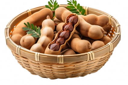 tamarind-fruits-fill-a-bamboo-basket-on-a-transparent-background-png-removebg-preview
